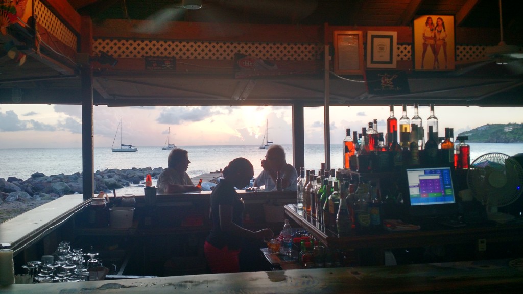 Caribbean rum at sunset